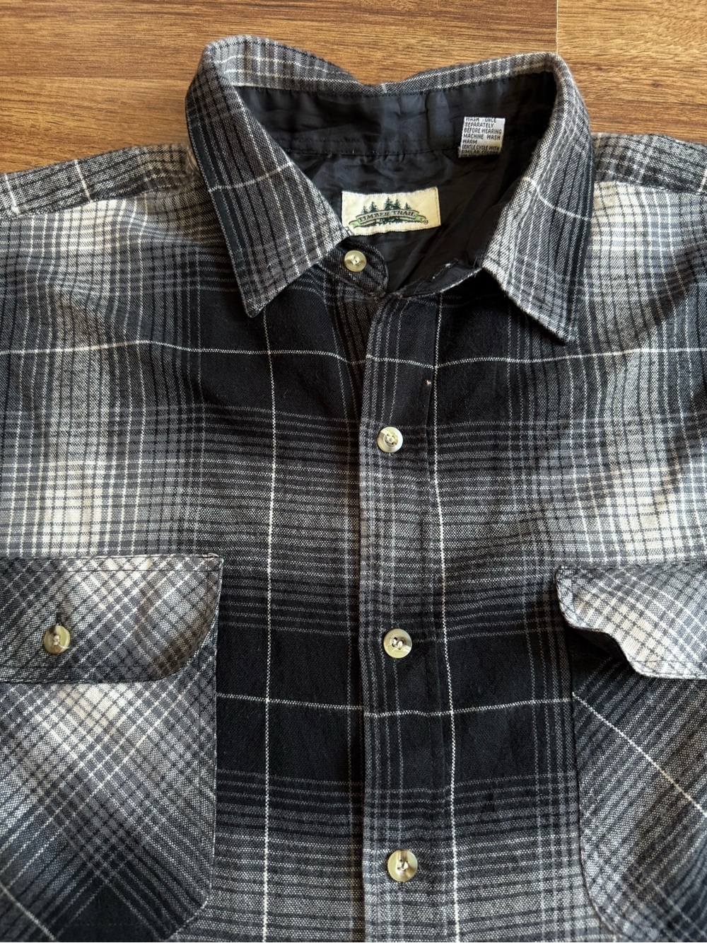 Men's Black & Gray Ombre Plaid Button-Down Shirt - Picture 3 of 8